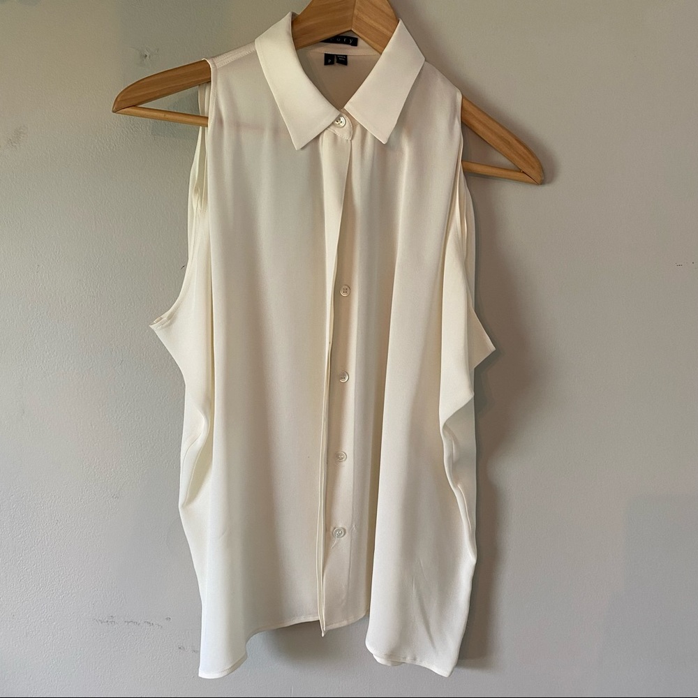 Theory Button Down Silk Tank